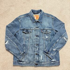 Levi's Men's Blue Distressed Denim Jacket